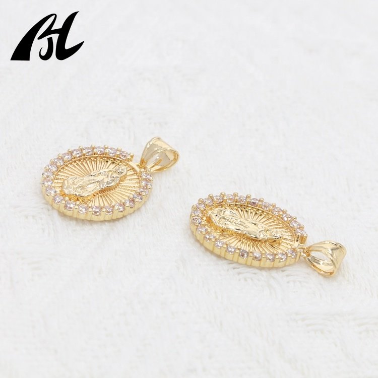 Newest Women Religious Jewelry Gift High-quality 14k Gold Picture Frame Rose Pendant Retro Style Miss Pendants