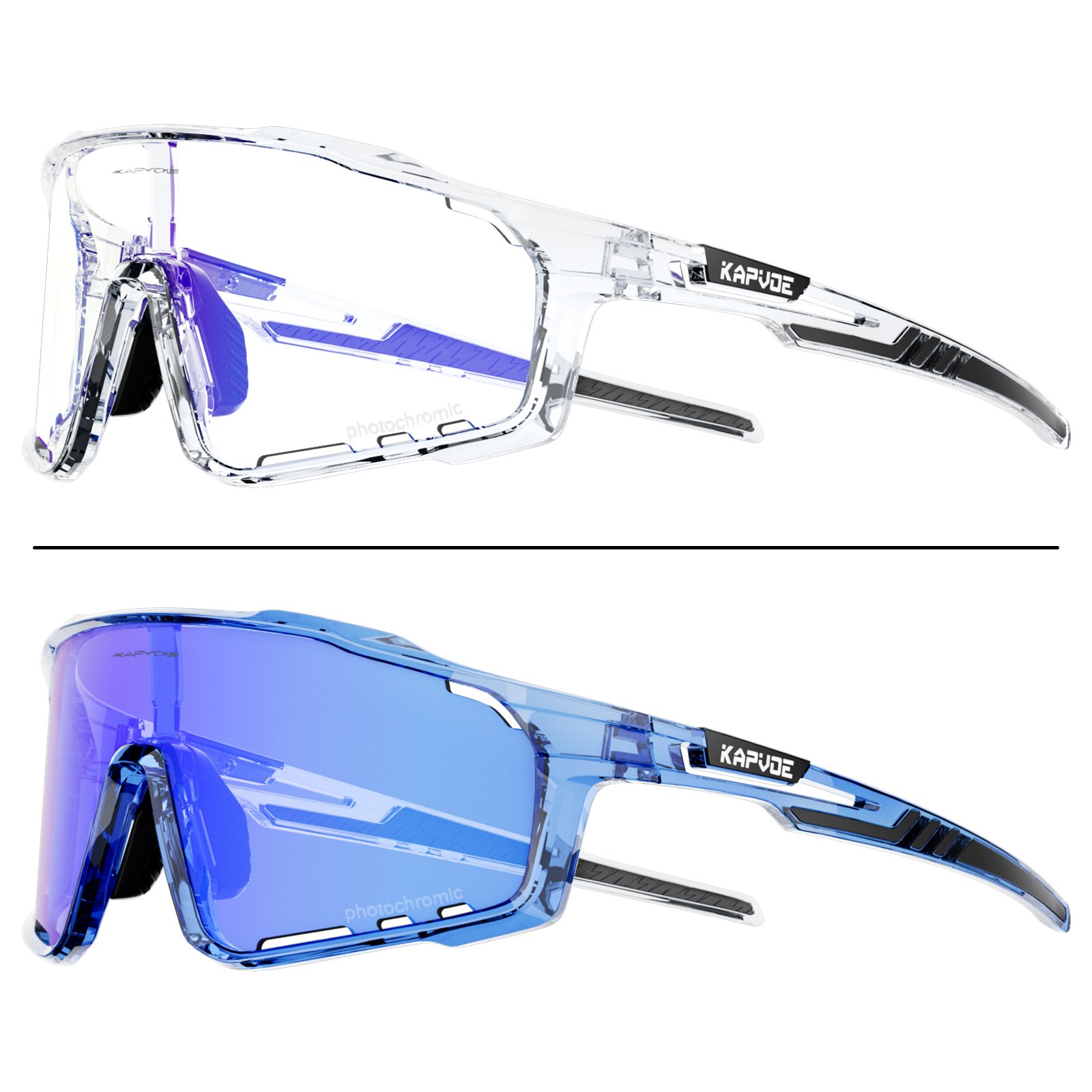 KAPVOE 2024 new design mens sports sunglasses fashion style photochromic frame mirror photochromic lens for cycling running