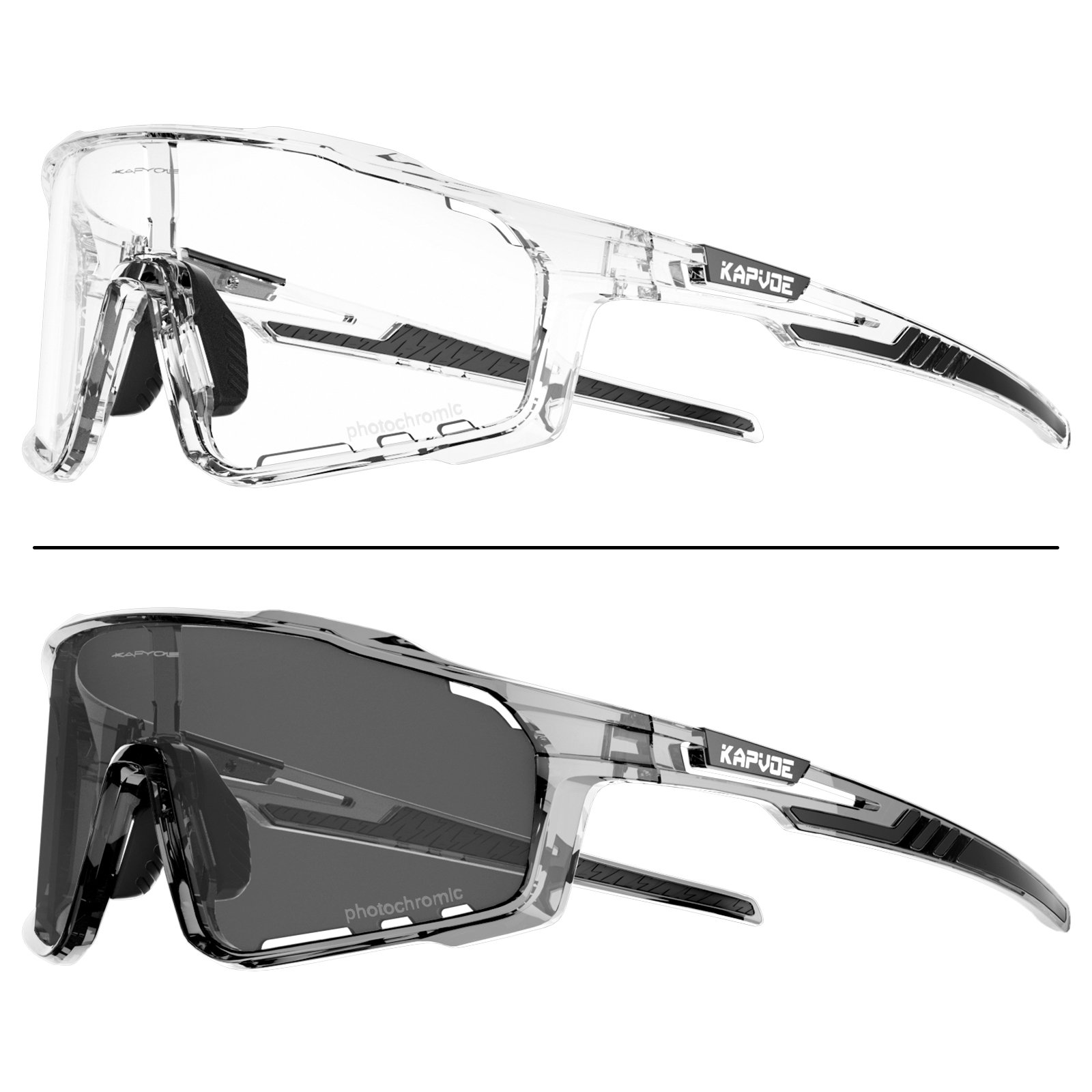 KAPVOE 2024 new design mens sports sunglasses fashion style photochromic frame mirror photochromic lens for cycling running