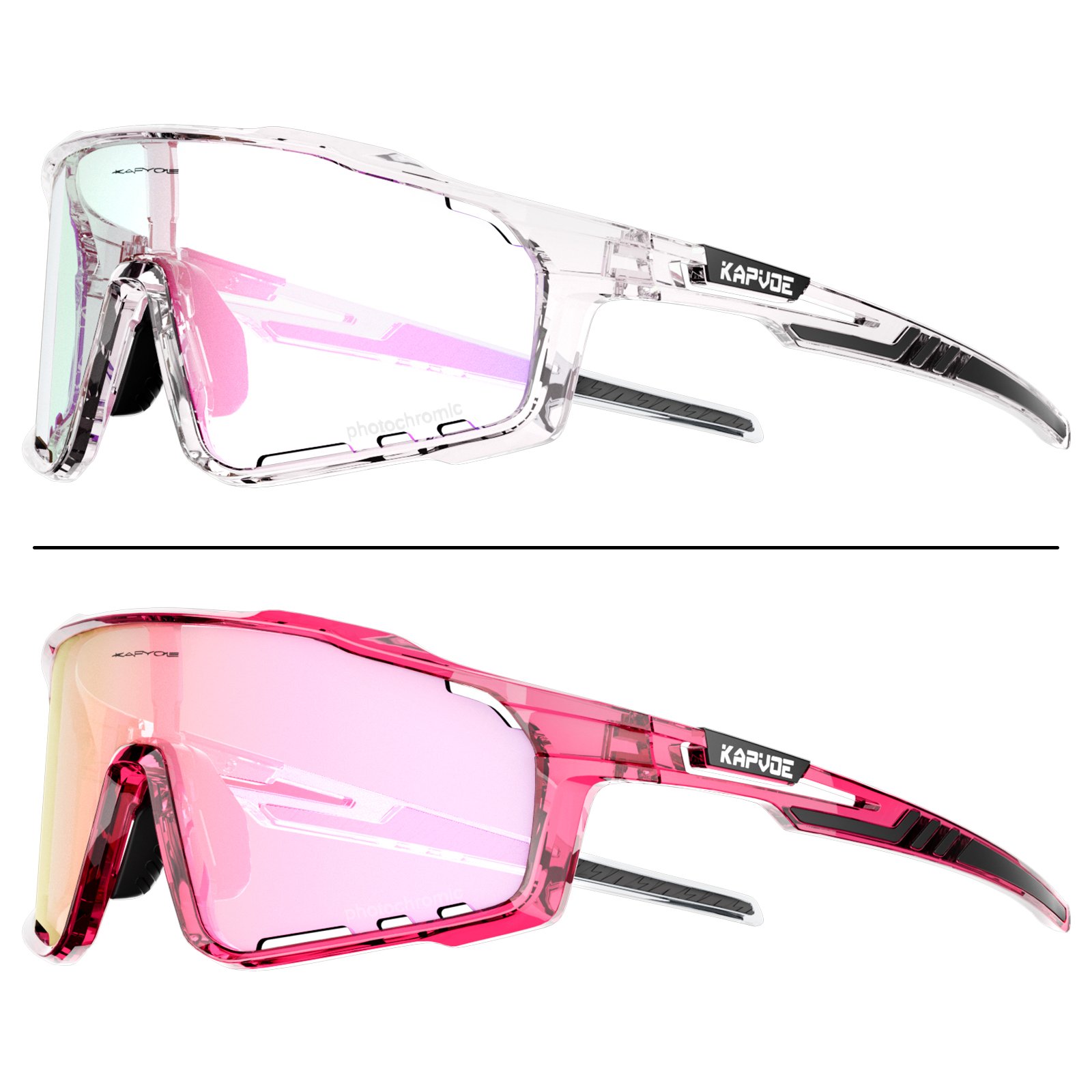 KAPVOE 2024 new design mens sports sunglasses fashion style photochromic frame mirror photochromic lens for cycling running