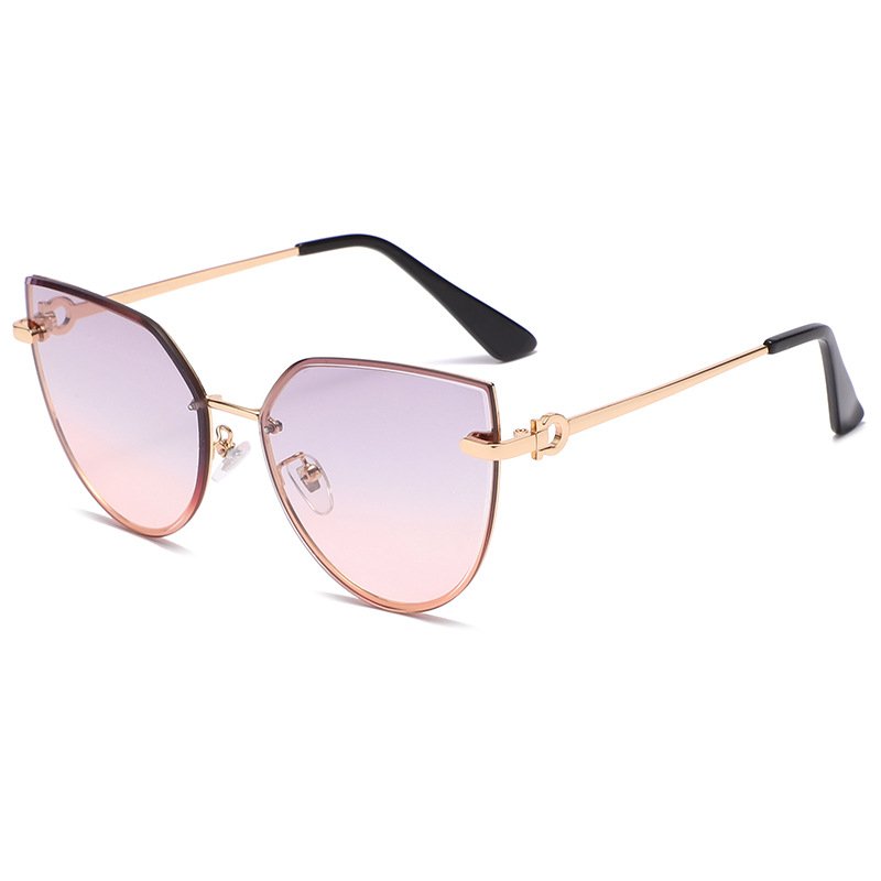 Big frame personalized butterfly gradient sun glasses female metal fashion hot sale trendy shades Sunglasses for ladies