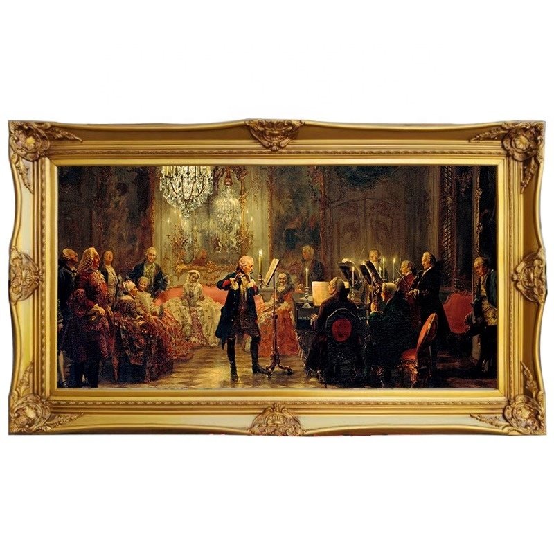 Antique Baroque Golden Carved Wooden Photo Frame Chic Ornate Canvas Painting Frame with UV Printing Customizable