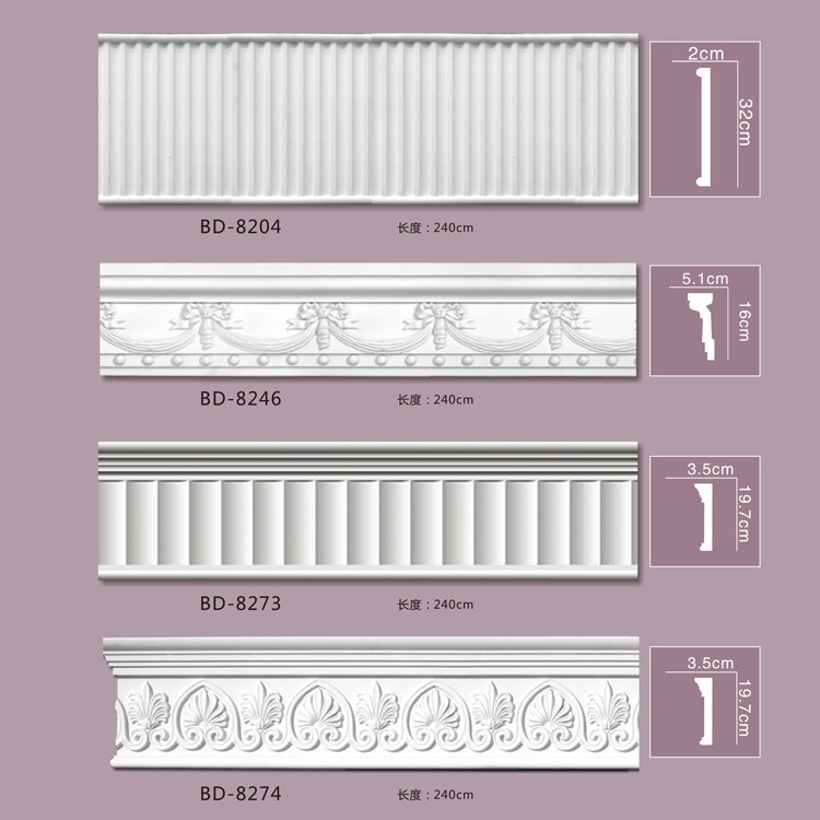 Wholesale 96 Inch Moulding Trim Polyurethane Pallet Art Photo Picture Frame Interior Decorative Carved Polyurethane Mouldings