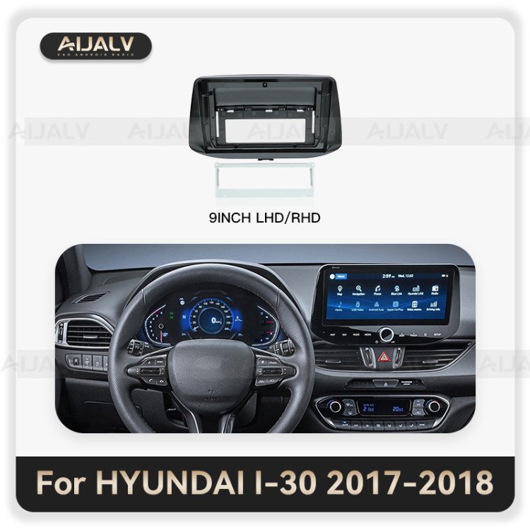 Aijia Manufacture Mould Design 2017-2021 For HYUNDAI I10 I30 9INCH LHD RHD Amplifiers Control Antenna Facial Frame Kit Dashboard