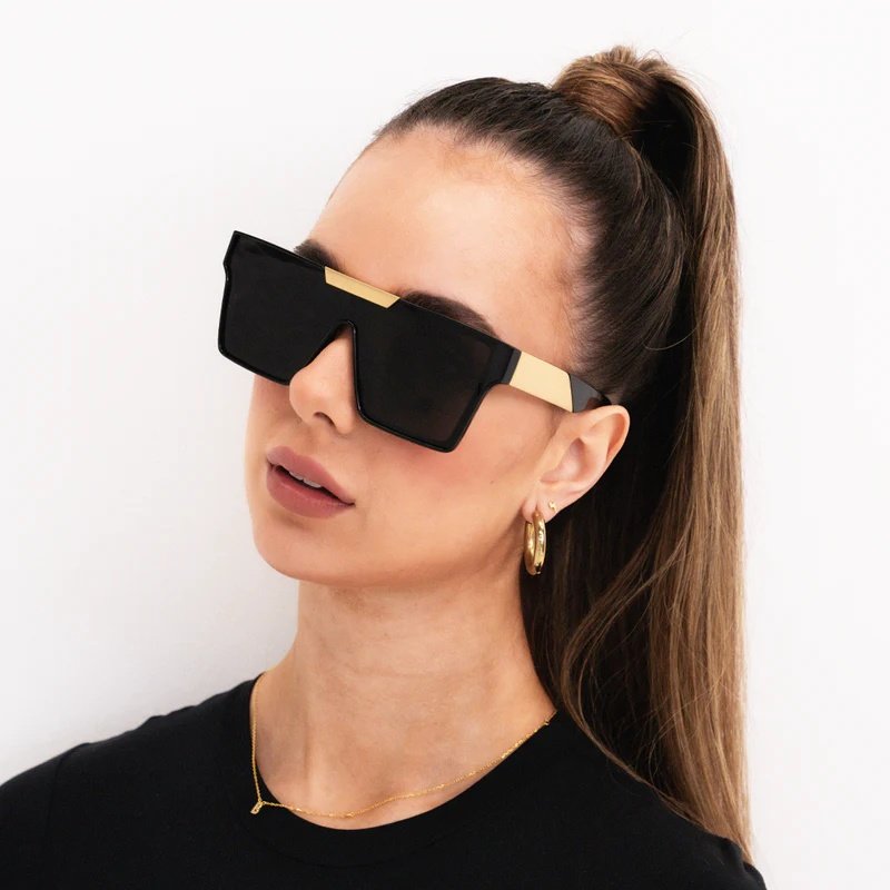3403 Retro Vintage Luxury Brand Sun Glasses Mirror Shades Oversized Square Women Men Gold Metal Frame Custom Sunglasses Logo