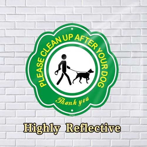 Clean Up After Your Dog Signs with Stake Overall Length, No Pooping Dog Signs for Yard, 10 x 10 InchPick Up After Your Dog Signs
