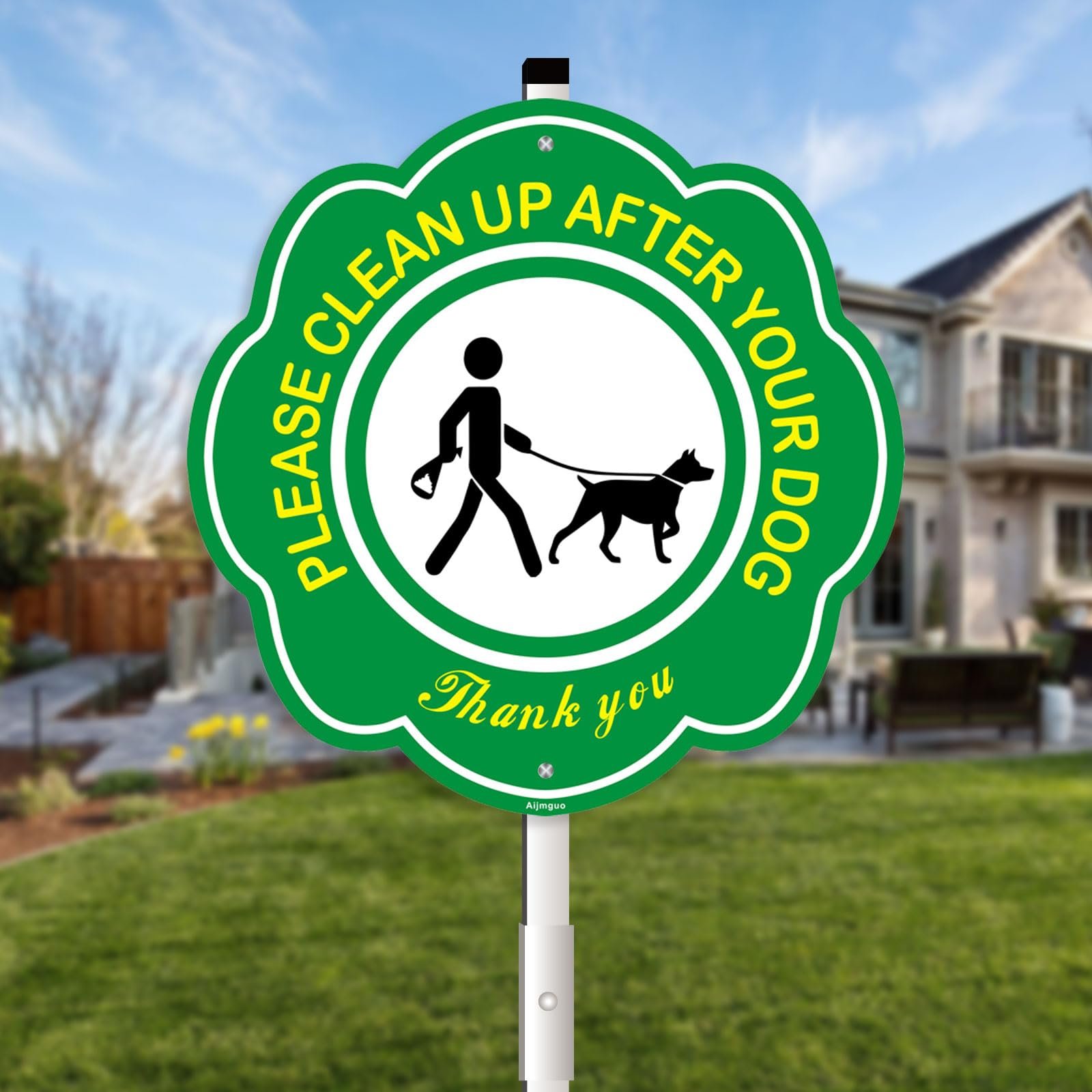 Clean Up After Your Dog Signs with Stake Overall Length, No Pooping Dog Signs for Yard, 10 x 10 InchPick Up After Your Dog Signs