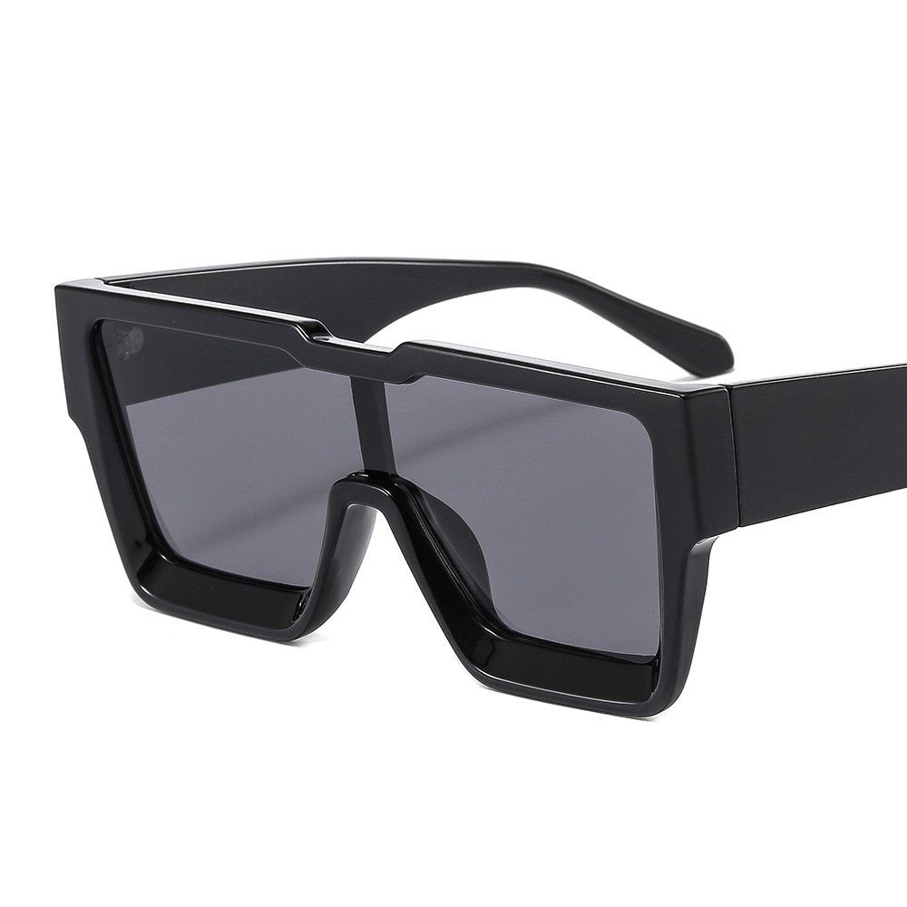 One Piece Lens Fashion Unisex Custom Sunglasses Logo Thick Frame Fashion Men Designer Square Sunglasses With Dark Lenses