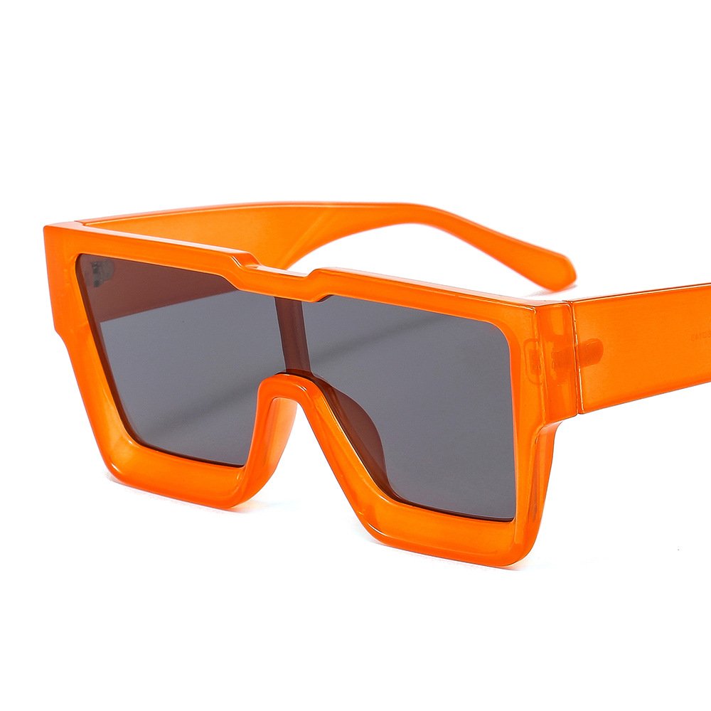 One Piece Lens Fashion Unisex Custom Sunglasses Logo Thick Frame Fashion Men Designer Square Sunglasses With Dark Lenses