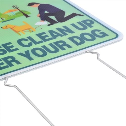 Clean Up After Your Dog Sign with Metal Stakes, Double Sided No Dog Poop Sign