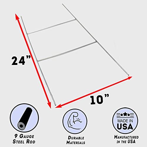 VIBE INK 24"x10" Heavy Duty Metal H-Stakes Frame Wire Stakes - Yard Sign Stake - Lawn Sign .