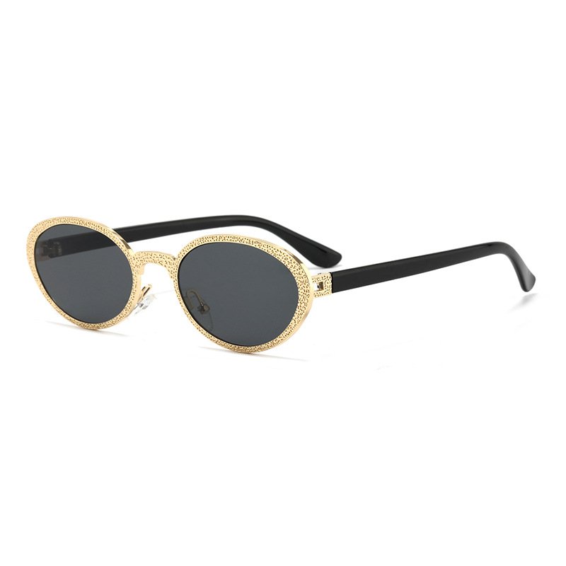 Popular wholesale small oval metal luxury vintage sun glasses fashion famous brand women's Sunglasses for ladies