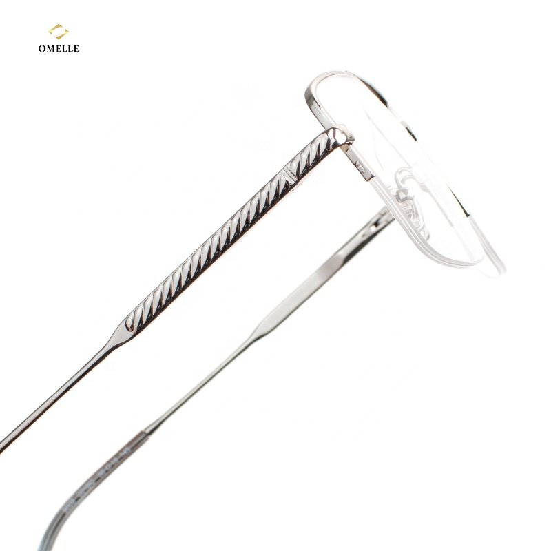 Omelle Fashion Double Bridge Metal Prescription Glasses Half Rim reading glasses Men Women Spectacle Frame with Spring Hinge