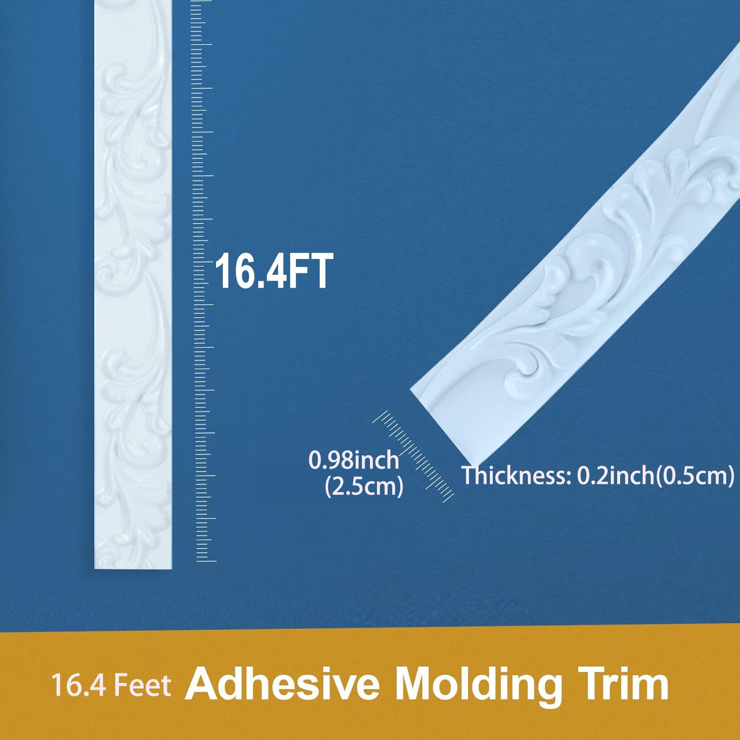 16.4ft Flexible Molding Trim Wall Trim Self Adhesive, Peel and Stick Mirror Frame Border, Waterproof Bathroom Decor