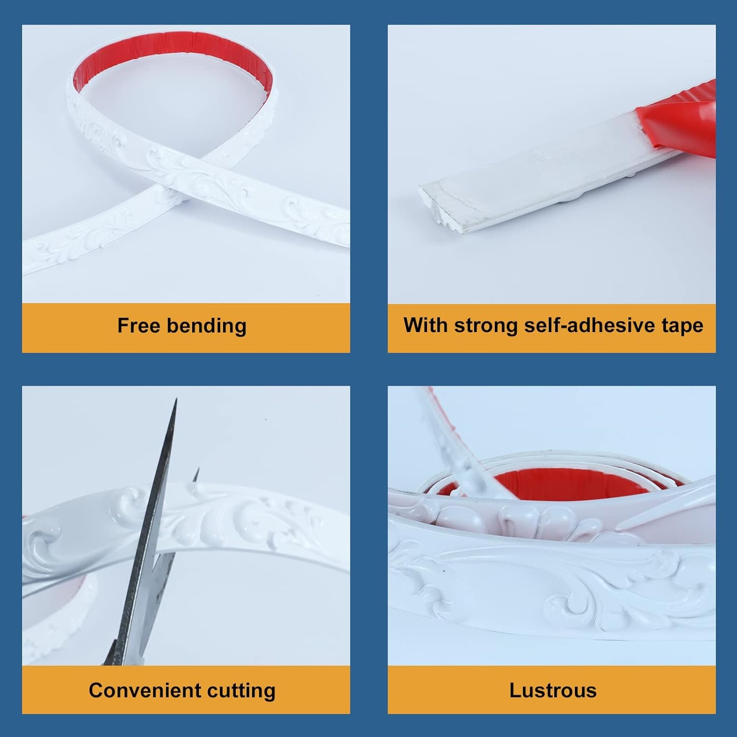16.4ft Flexible Molding Trim Wall Trim Self Adhesive, Peel and Stick Mirror Frame Border, Waterproof Bathroom Decor