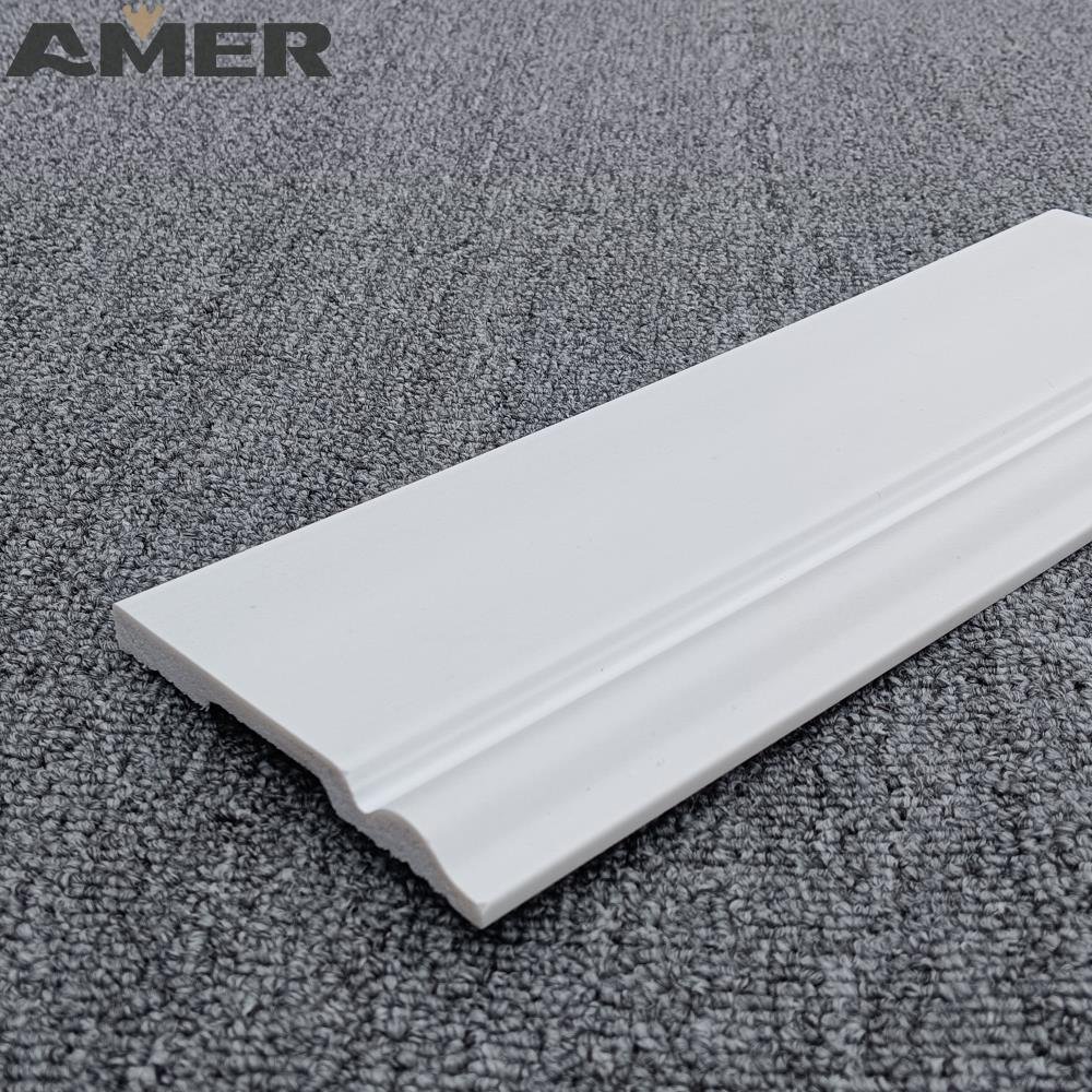 Amer OEM customizable factory polystyrene ps model base board skirting frame line led white board house