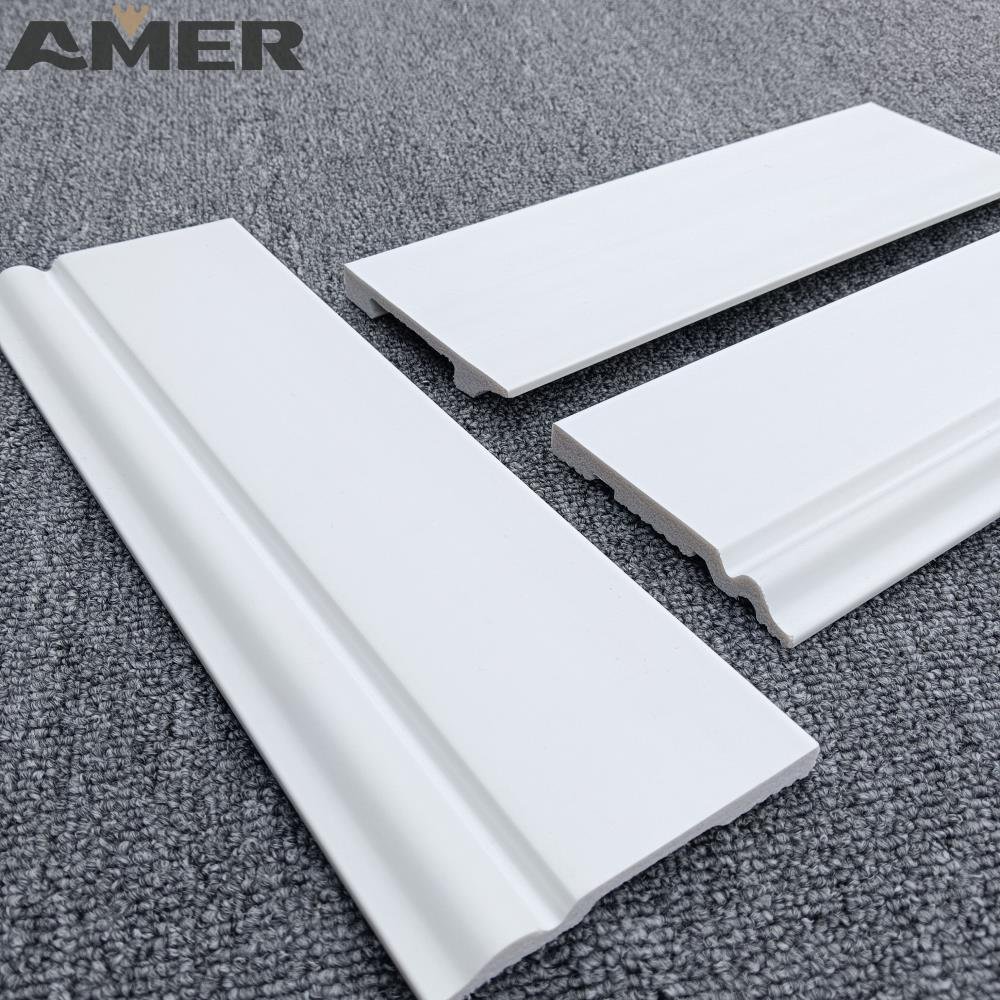 Amer OEM customizable factory polystyrene ps model base board skirting frame line led white board house
