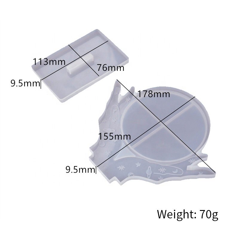INTODIY Silicone Desktop Makeup Mirror Photo Frame Mold Crystal Epoxy Resin Cosmetic Hand Mirror Casting Kit Mould With Bracket