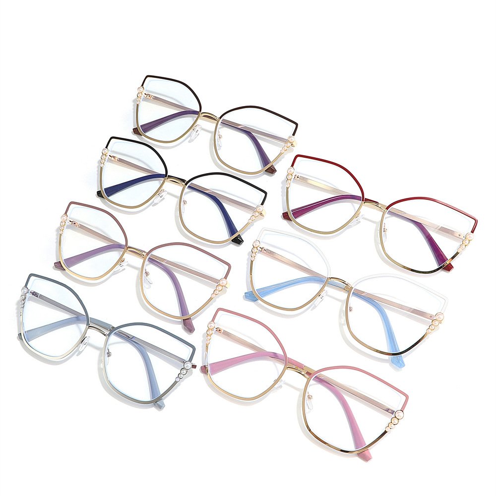 2023 New trendy women square optical eyewear metal oversized eyeglasses vintage big frame anti blue light glasses frame