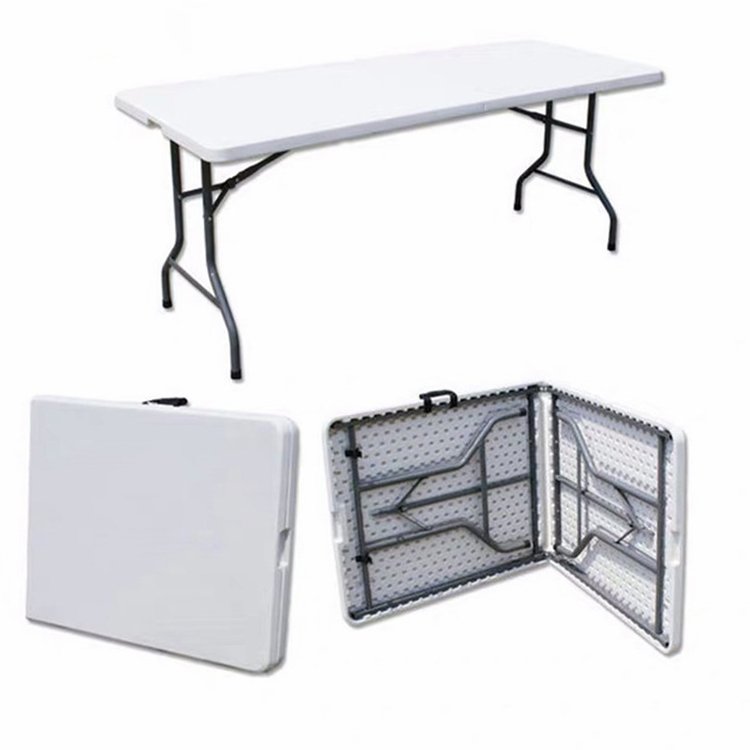 6ft 180cm Half Plastic HDPE solid steel frame HDPE table top Party Dining rental plastic Folding outdoor party tables and chairs