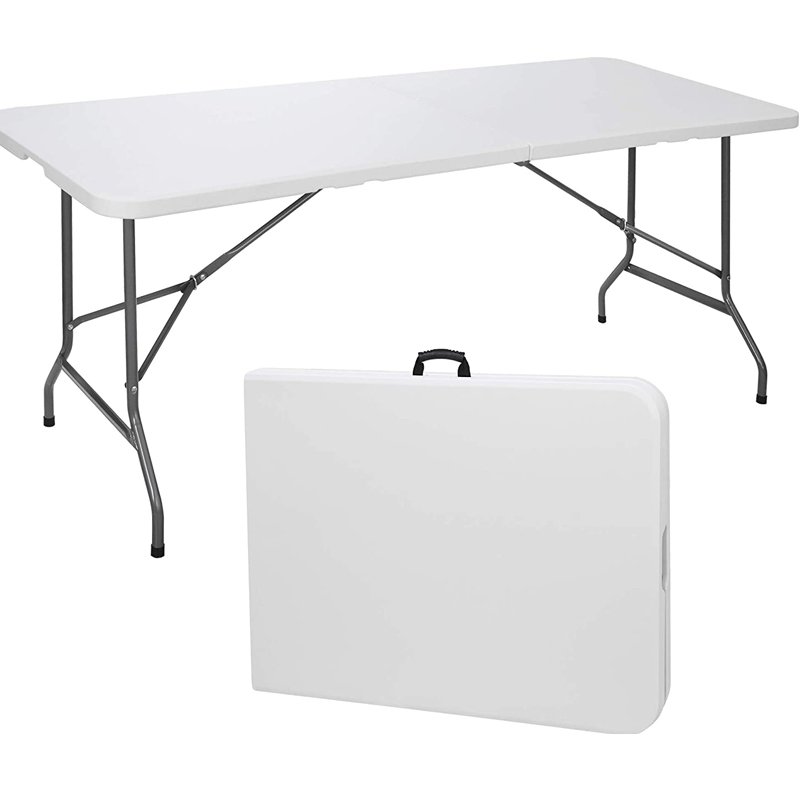 6ft 180cm Half Plastic HDPE solid steel frame HDPE table top Party Dining rental plastic Folding outdoor party tables and chairs