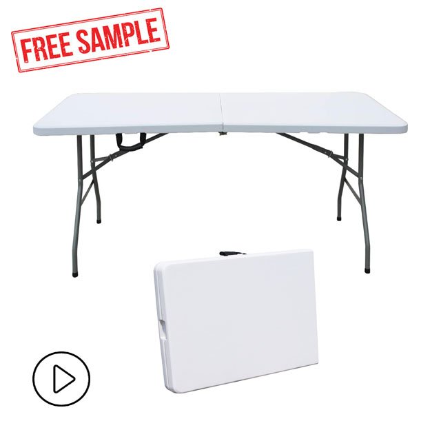6ft 180cm Half Plastic HDPE solid steel frame HDPE table top Party Dining rental plastic Folding outdoor party tables and chairs