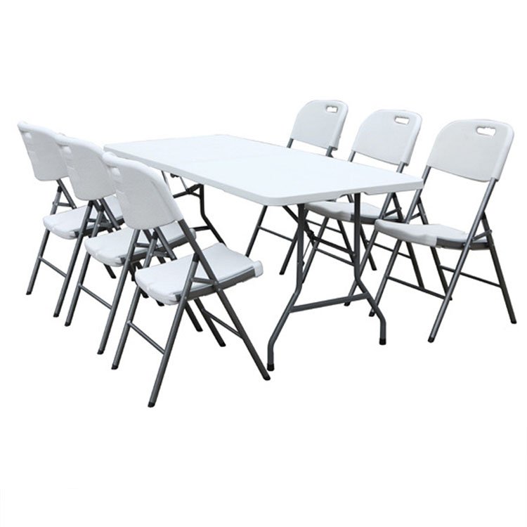6ft 180cm Half Plastic HDPE solid steel frame HDPE table top Party Dining rental plastic Folding outdoor party tables and chairs