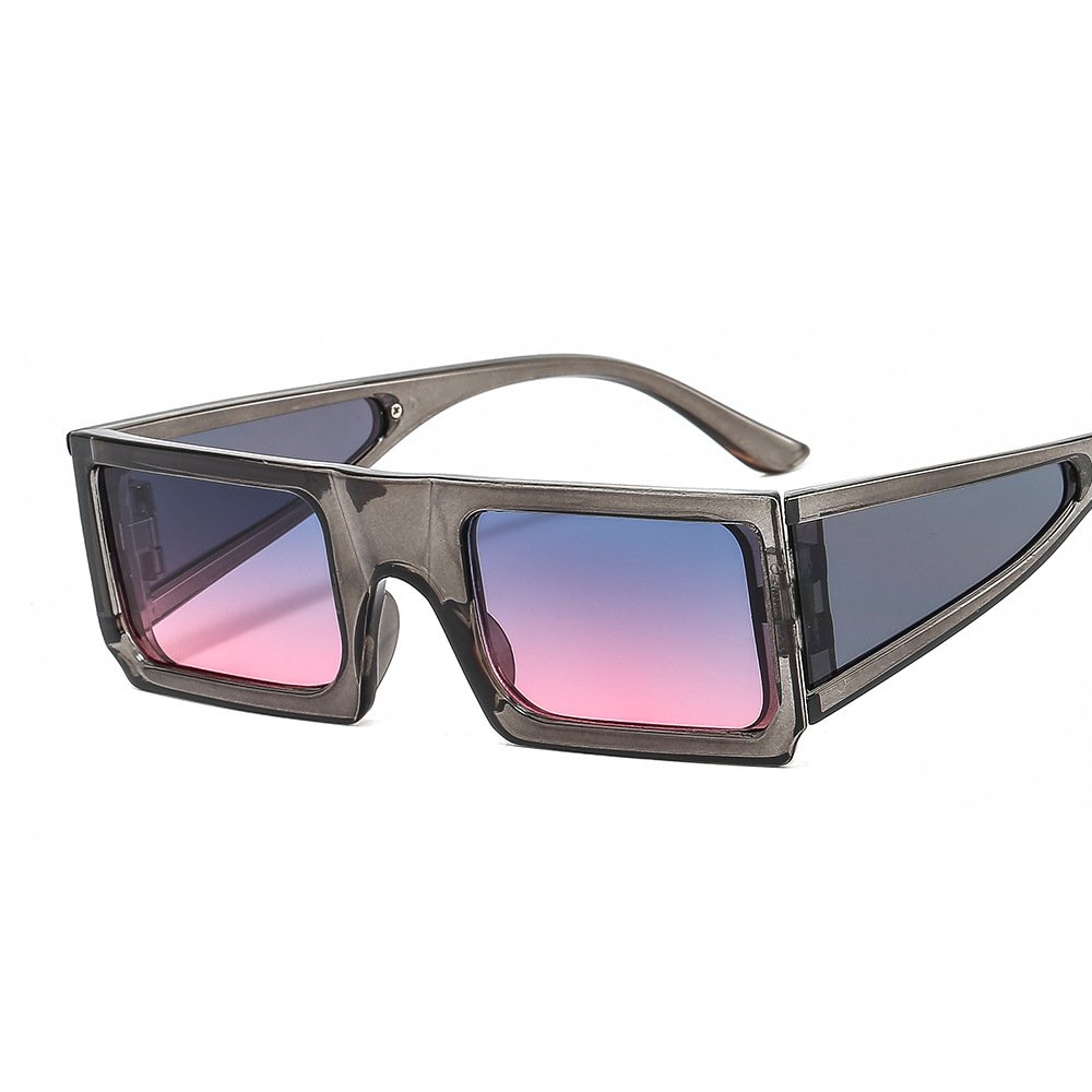 JH5004 Fashion Leopard Rectangle Sunglasses Flat Top Square Eyewear Shades Ins Trendy Gradient Punk Sun Glasses