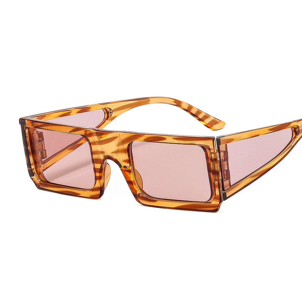 JH5004 Fashion Leopard Rectangle Sunglasses Flat Top Square Eyewear Shades Ins Trendy Gradient Punk Sun Glasses