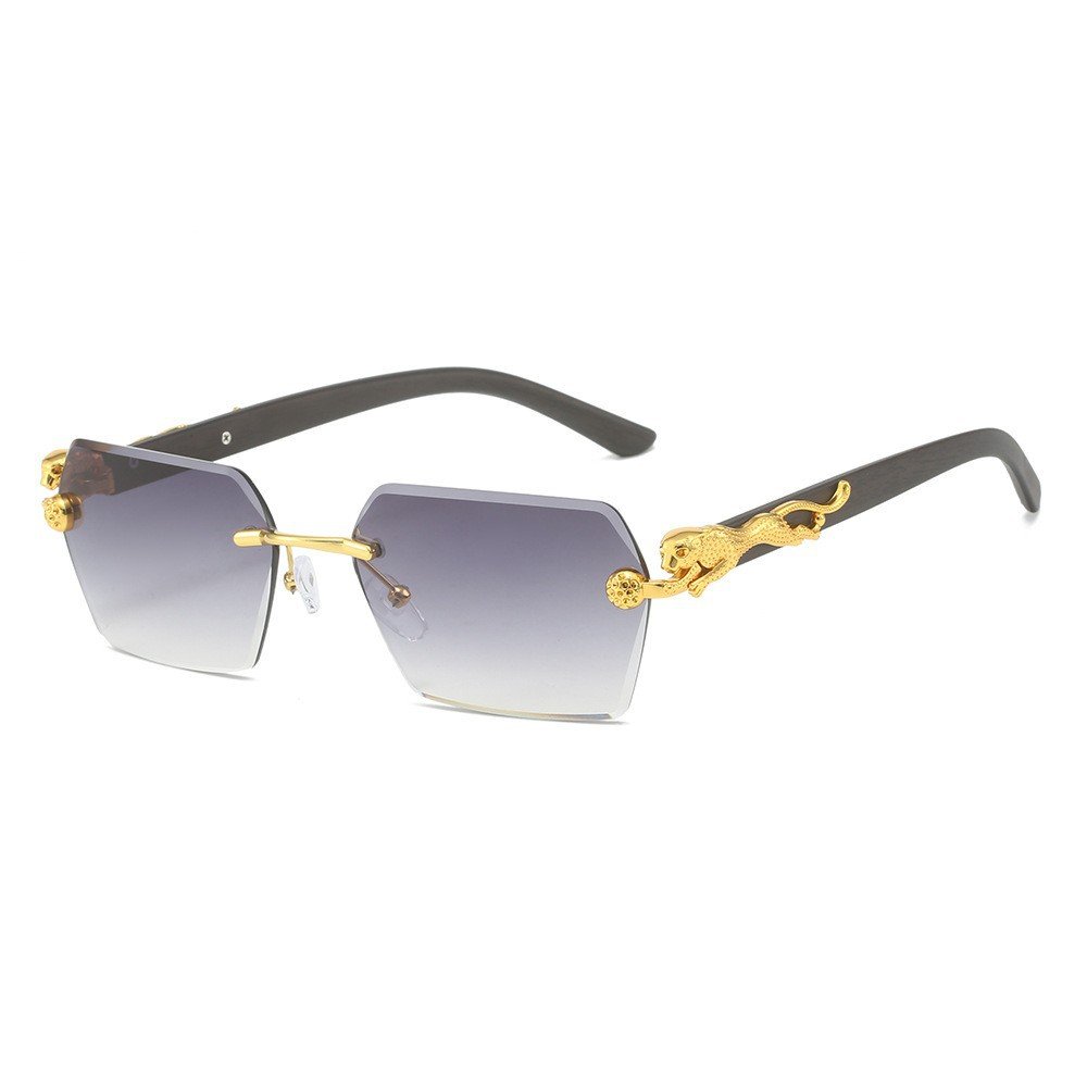 50409 2024 New Frameless Rimless Sunglasses Popular Square Cut Edge Leopard Cheetah PC Fashion Sunglasses