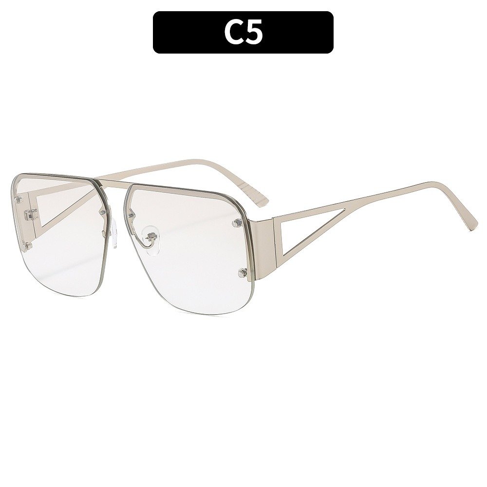 XA-90226 Women Square Vintage Metal Oversized Sun Protection Sun Glasses Fashion Half Frame Luxury Sunglasses