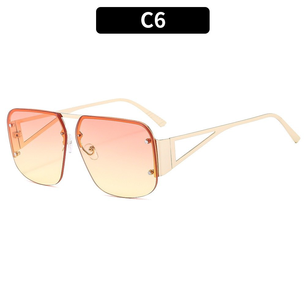 XA-90226 Women Square Vintage Metal Oversized Sun Protection Sun Glasses Fashion Half Frame Luxury Sunglasses