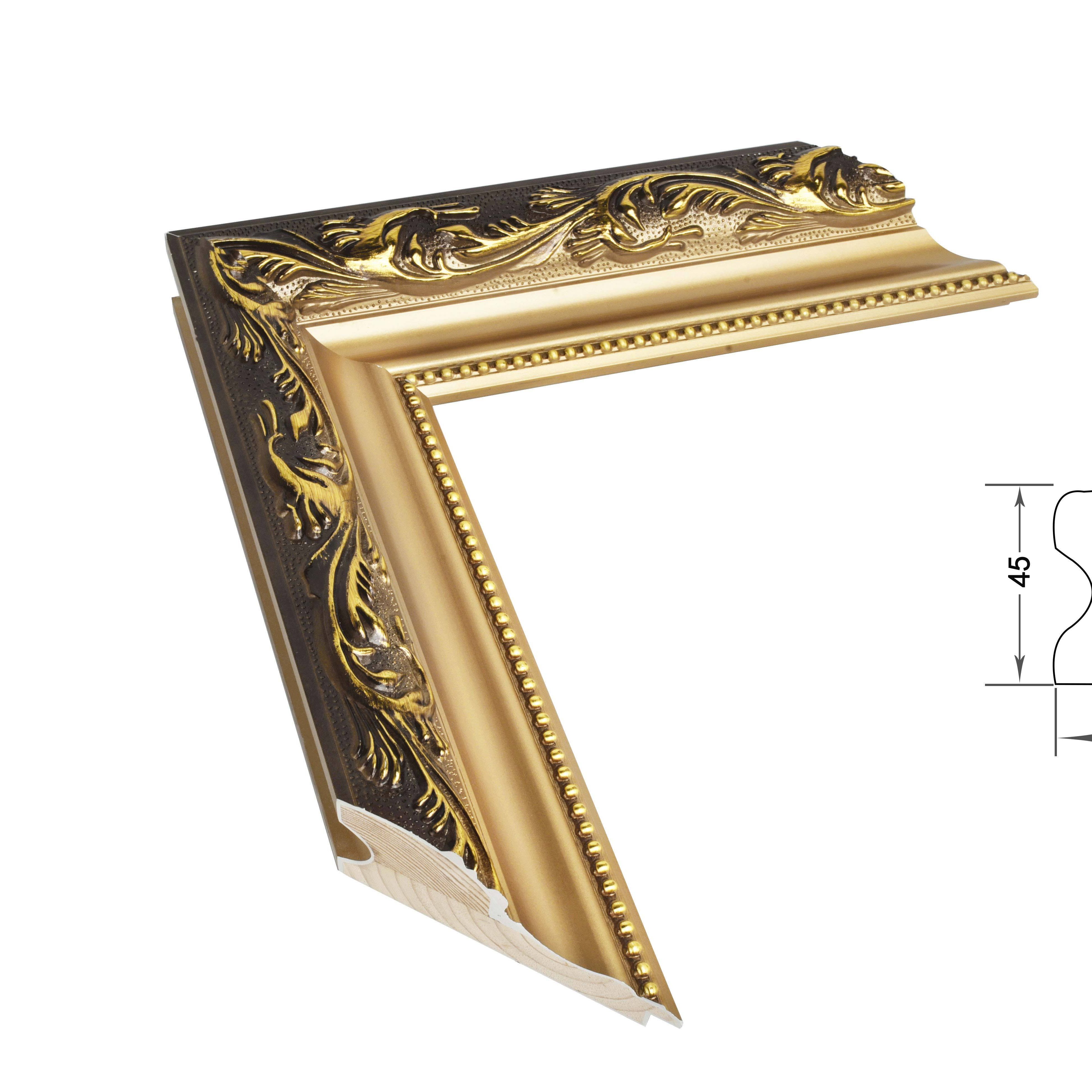 JZ Wooden Frames Ornate Gold Vintage Solid Pine Wood Picture Frame Modern Design Style Wall Photo Painting Mouldings