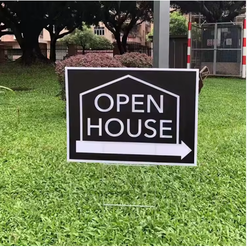 4mm 5mm Durable Pp Polypropylene Corrugated Plastic Custom Yard&Lawn Advertising Coroplast yard Signs with h-stakes