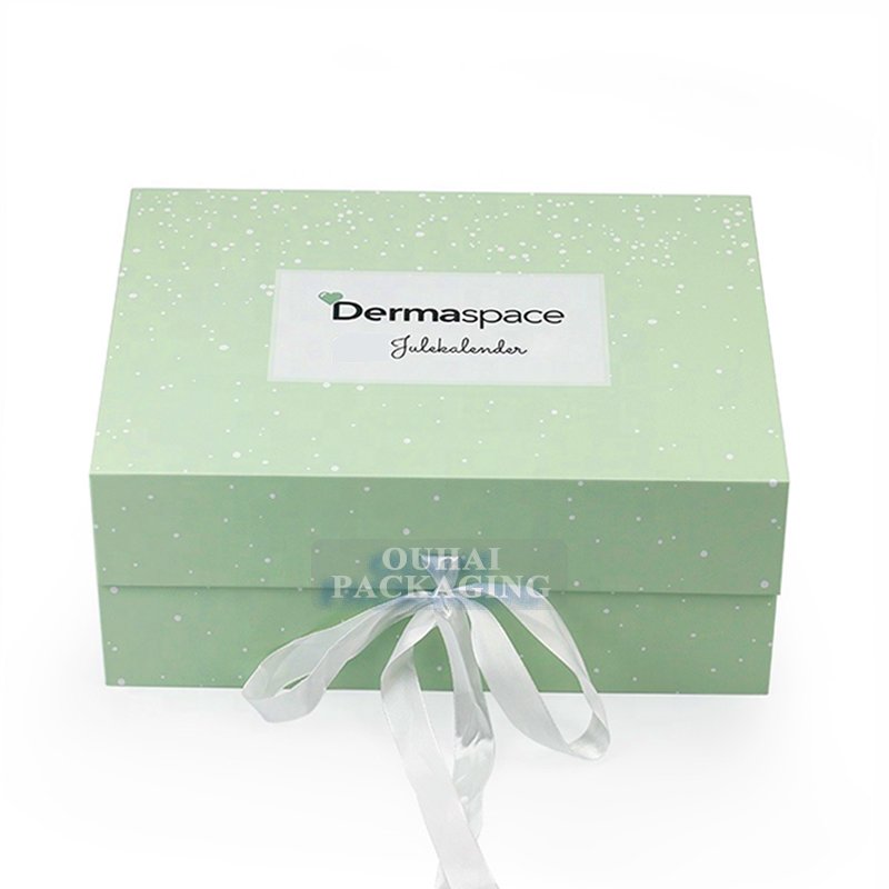Luxury Flat Pack Folding Cardboard Paper Box Ribbon Closures Book Shaped Folding Packaging Gift Boxes With Magnetic Lid