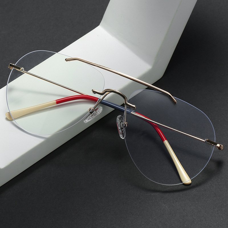 QSKY Yiwu Jiuling eyewear fashion oversize unisex spectacles frameless double beam rimless blue ray glasses anti blue light