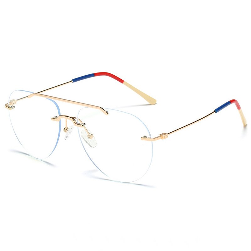 QSKY Yiwu Jiuling eyewear fashion oversize unisex spectacles frameless double beam rimless blue ray glasses anti blue light