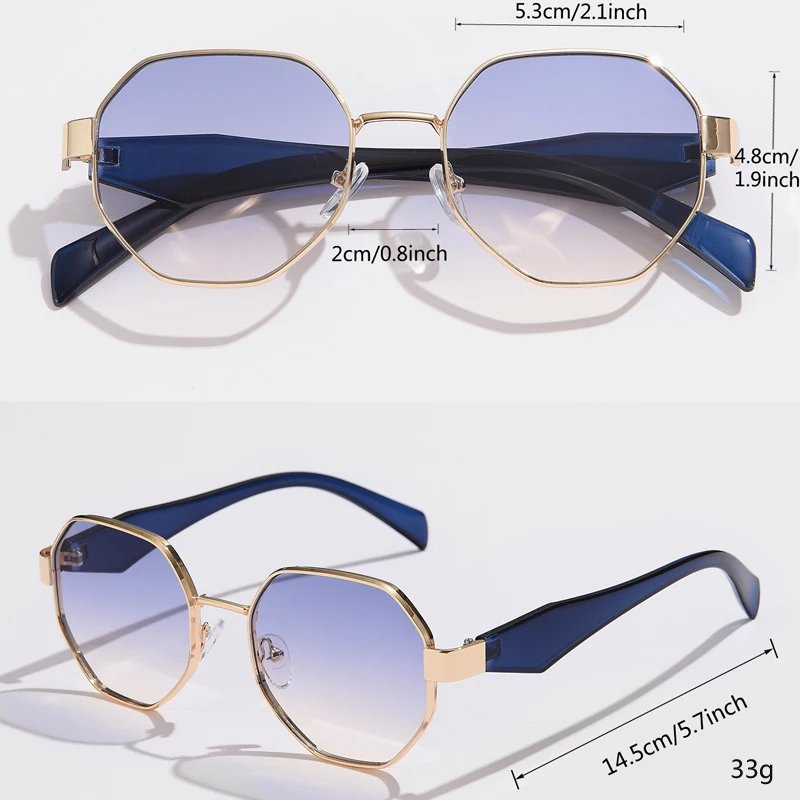Polygon Metal Sunglasses Women Vintage Frames for Female Sun Glasses Luxury Brand Design Punk Eyeglasses Driving Shades UV400