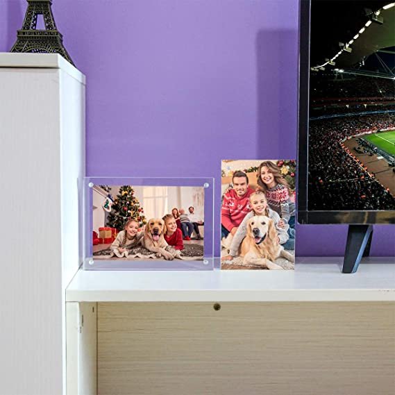 Wholesale High Quality Acrylic Picture Frame 5x7 Clear Double Sided Photo Display with Gift Box Package