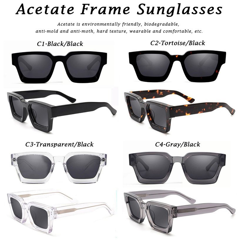 Customized Metal Logo High End Luxury Fashionable Thick Acetate Sunglasses Polarized For Mens Women