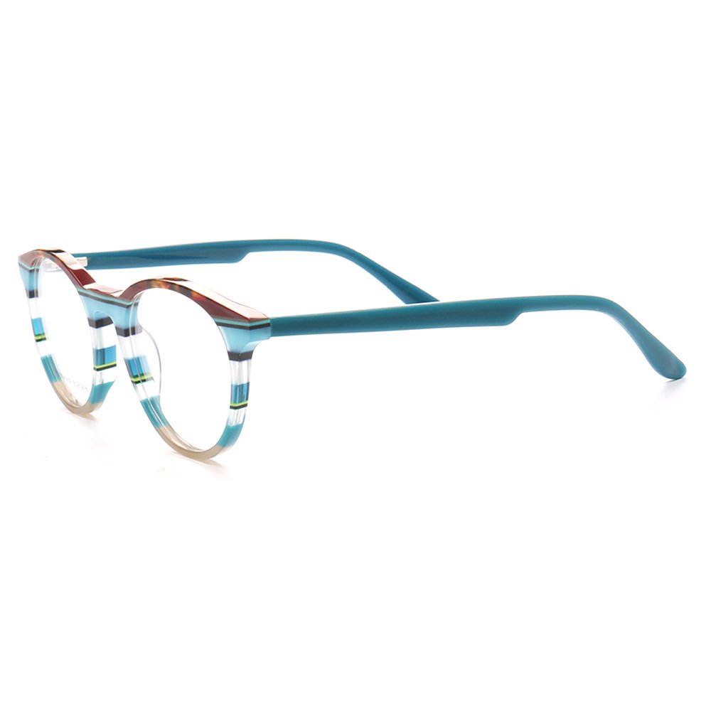 2025 Wholesale Women Acetate Optical Eyeglasses Round Men Eyeglass Frame Lightweight Striped Customize Logo Eyeglasses Frames
