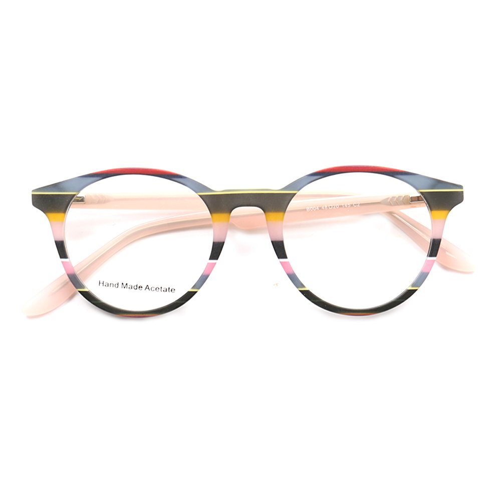 2025 Wholesale Women Acetate Optical Eyeglasses Round Men Eyeglass Frame Lightweight Striped Customize Logo Eyeglasses Frames