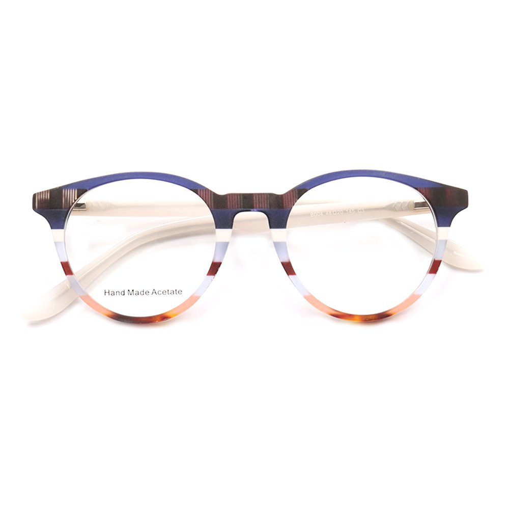 2025 Wholesale Women Acetate Optical Eyeglasses Round Men Eyeglass Frame Lightweight Striped Customize Logo Eyeglasses Frames