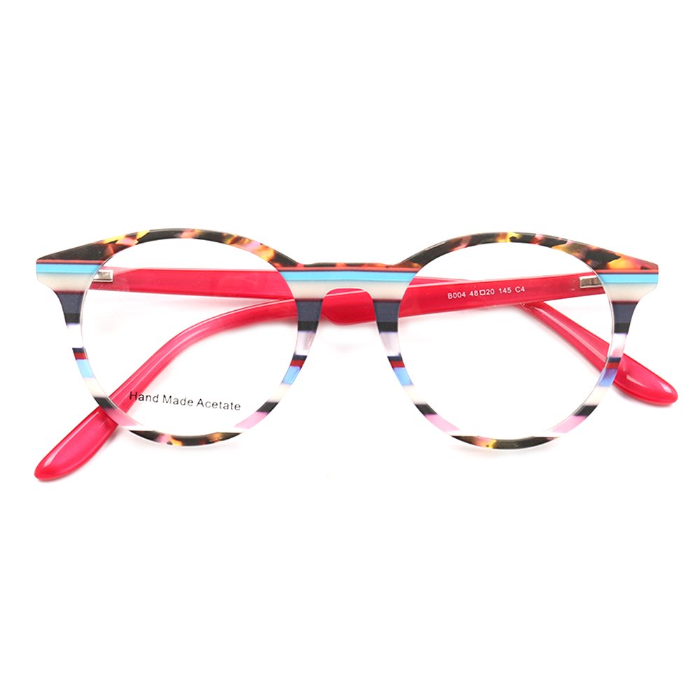 2025 Wholesale Women Acetate Optical Eyeglasses Round Men Eyeglass Frame Lightweight Striped Customize Logo Eyeglasses Frames