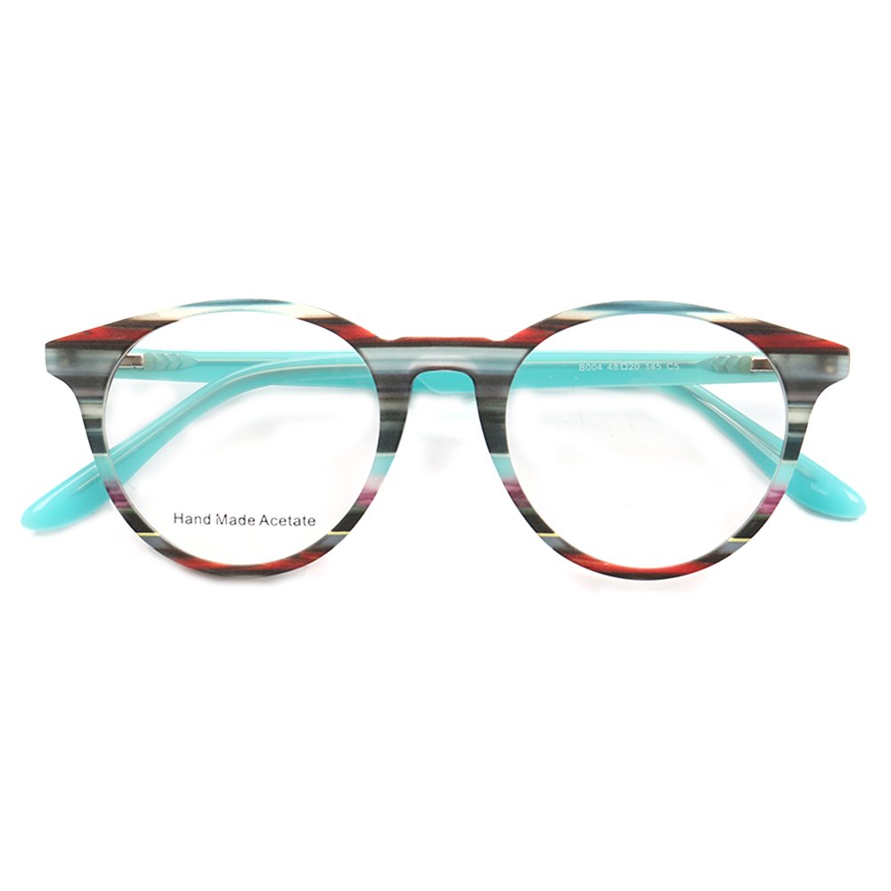 2025 Wholesale Women Acetate Optical Eyeglasses Round Men Eyeglass Frame Lightweight Striped Customize Logo Eyeglasses Frames