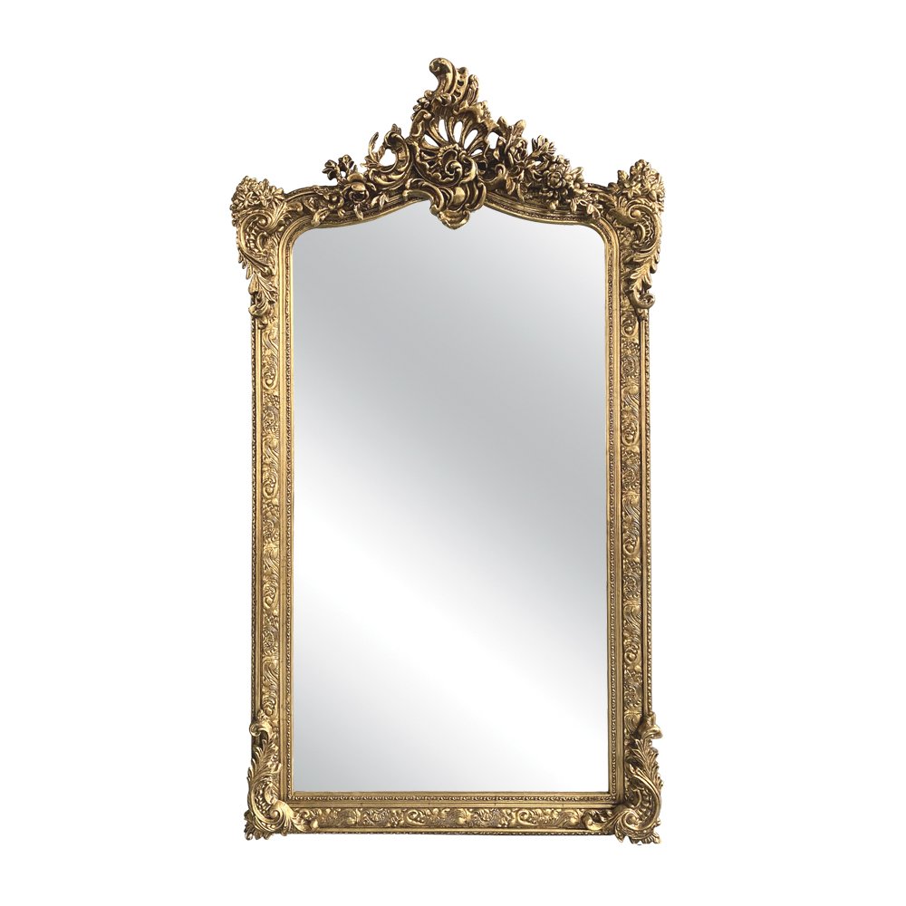 European Antique Ornate Gold Wooden moulding Arch Decor Living room Wall Mirror