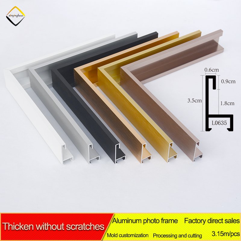 Xinyinghua Factory Custom Size Metal Photo Frames Moulding Black Gold Silver Aluminum Picture Frame Moulding