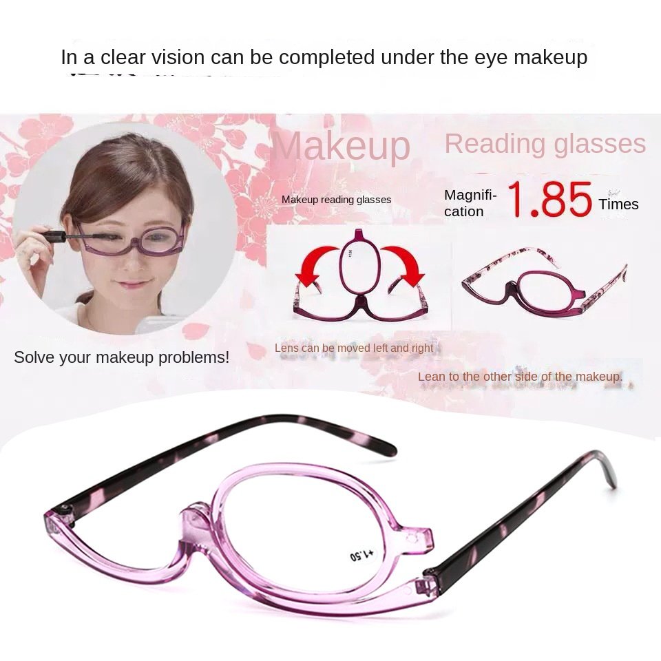 Makeup presbyopic glasses single piece 120 degree rotating unilateral glasses multi-functional frame fashion presbyopic glasses