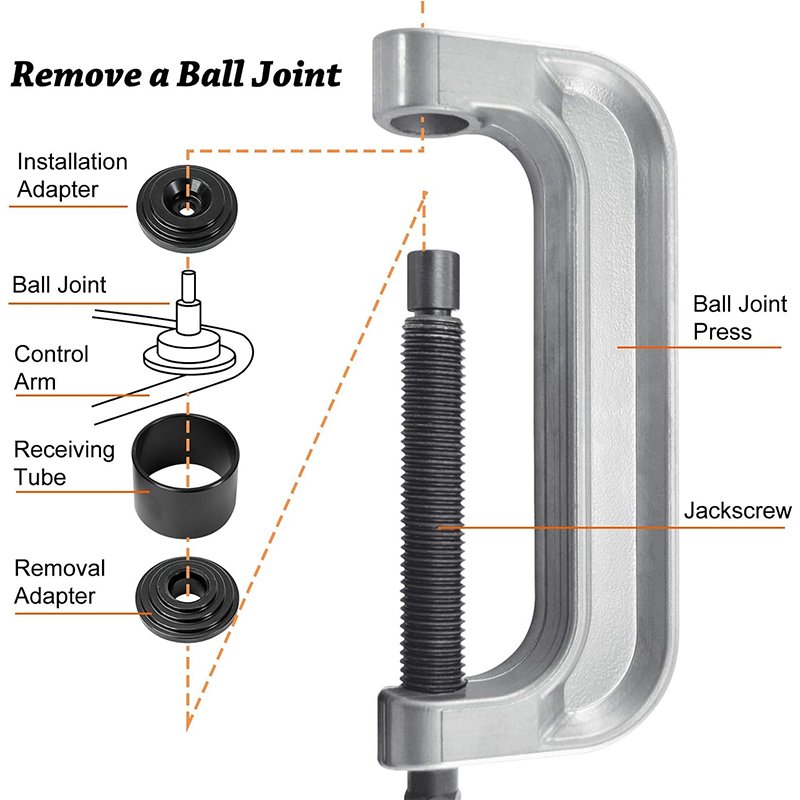 10 Pieces Ball Joint Removing Tool with C Frame & 4x4 Adapters for Most 2WD 4WD Cars Light Trucks