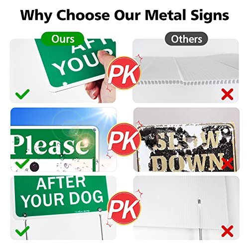 Clean Up After Your Dog Signs with H-stakes, 12"*8" Aluminum Sign, Fade Resistant/Waterproof Yard Sign, Including Screws